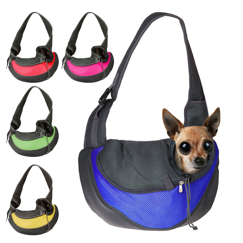 Pet Puppy Carrier S/M Outdoor Travel Dog Shoulder Bag Mesh Oxford Single Comfort Sling Handbag Tote Pouch